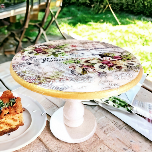 Flower Elegance Cake Stand -12” | Pedestal cake stand for desserts, appetizers