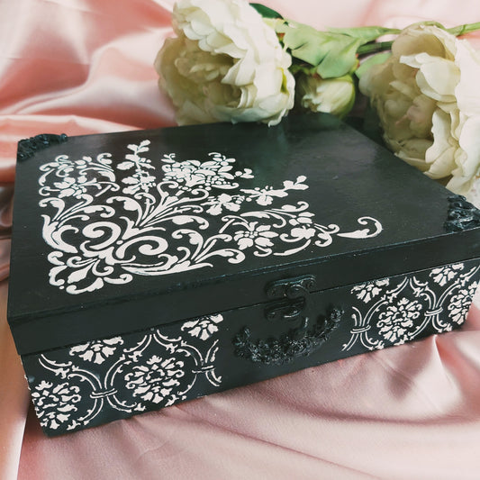Royal Black Decorative Box - Keepsake Box - Jewellery Box