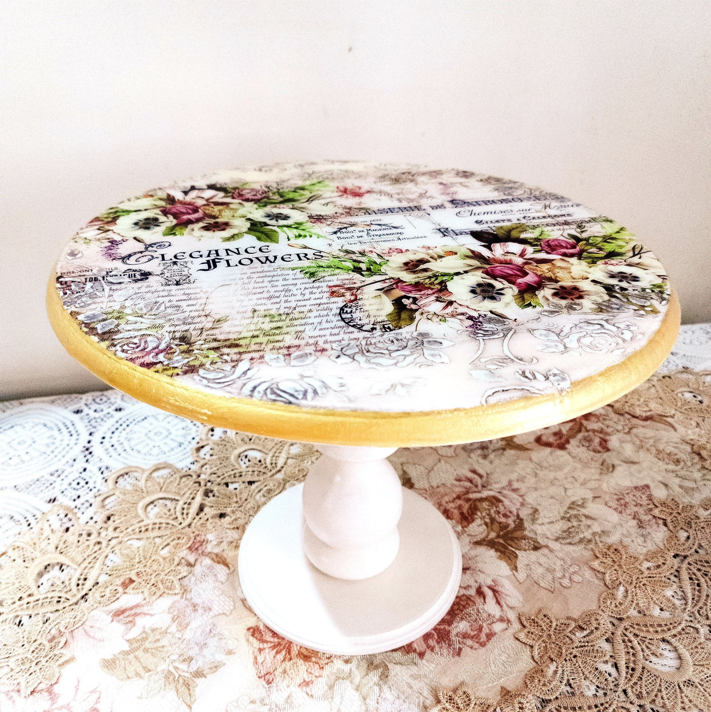 Flower Elegance Cake Stand -12” | Pedestal cake stand for desserts, appetizers