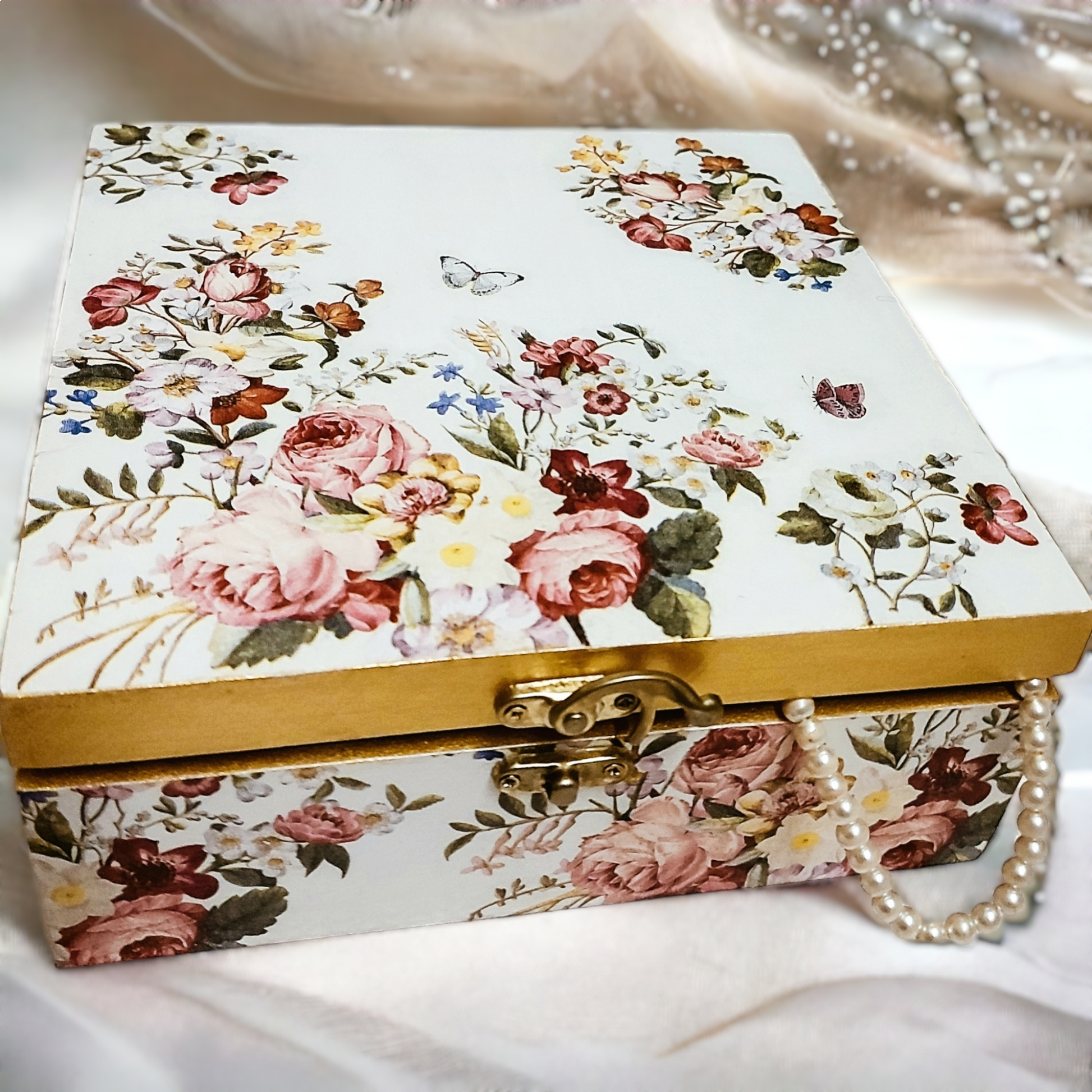 Floral Storage Box | Decorative Box | Keepsake Box | Jewellery Box