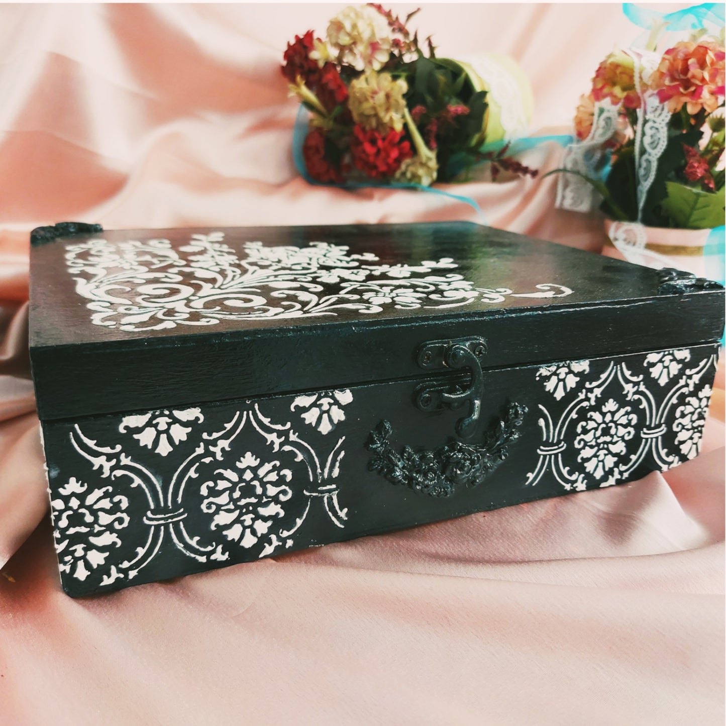 Royal Black Decorative Box - Keepsake Box - Jewellery Box
