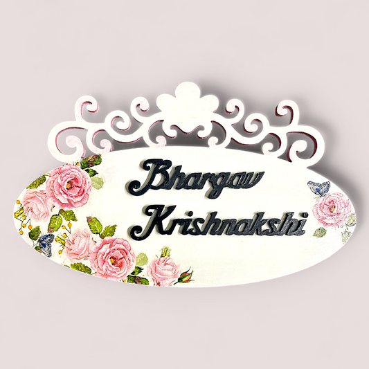 Shabby Rose Carved Oval Nameplate