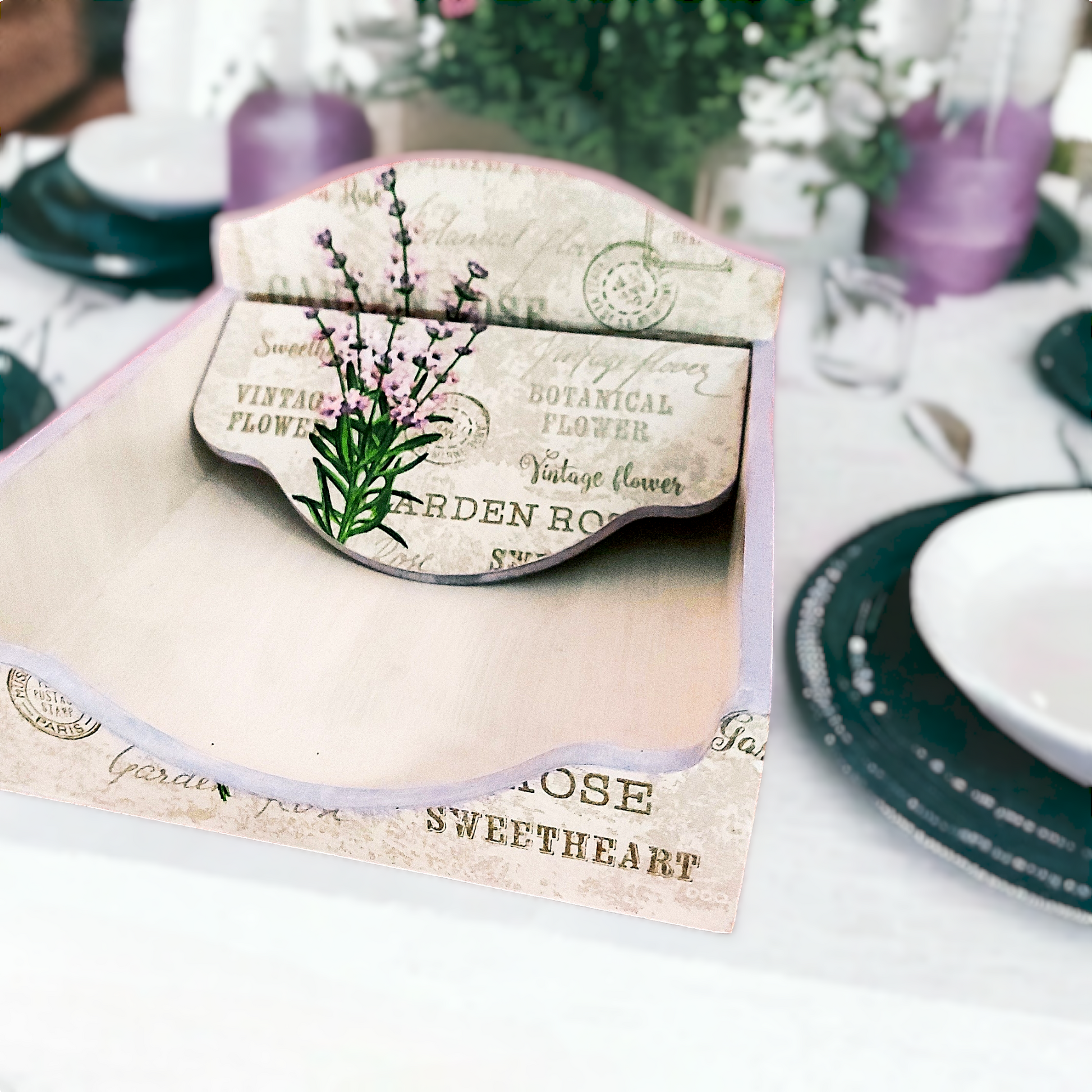 Vintage Lavendar Square Tissue Box / Square Napkin Holder / Tissue Holder for Home Office Car