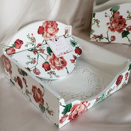 Floral Square Tissue Box / Square Napkin Holder / Tissue Holder for Home Office Car