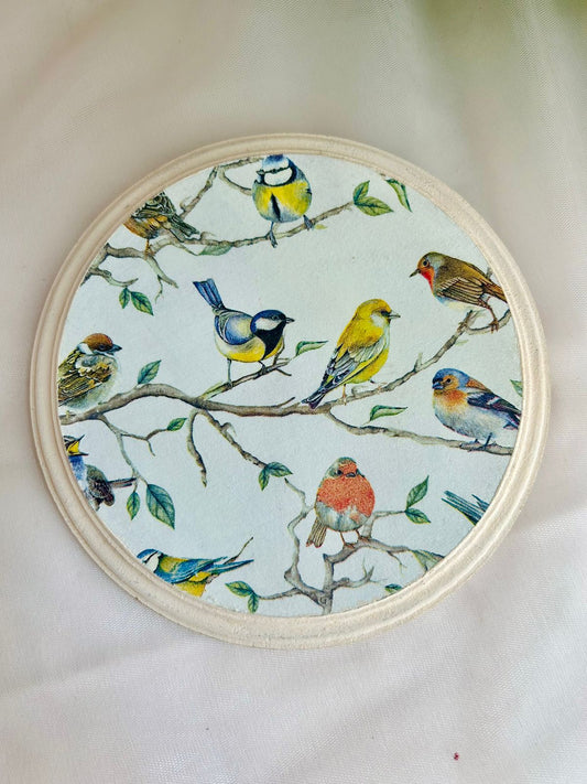 Birds together - Round Wall Plates 6" | Pastel Woods
