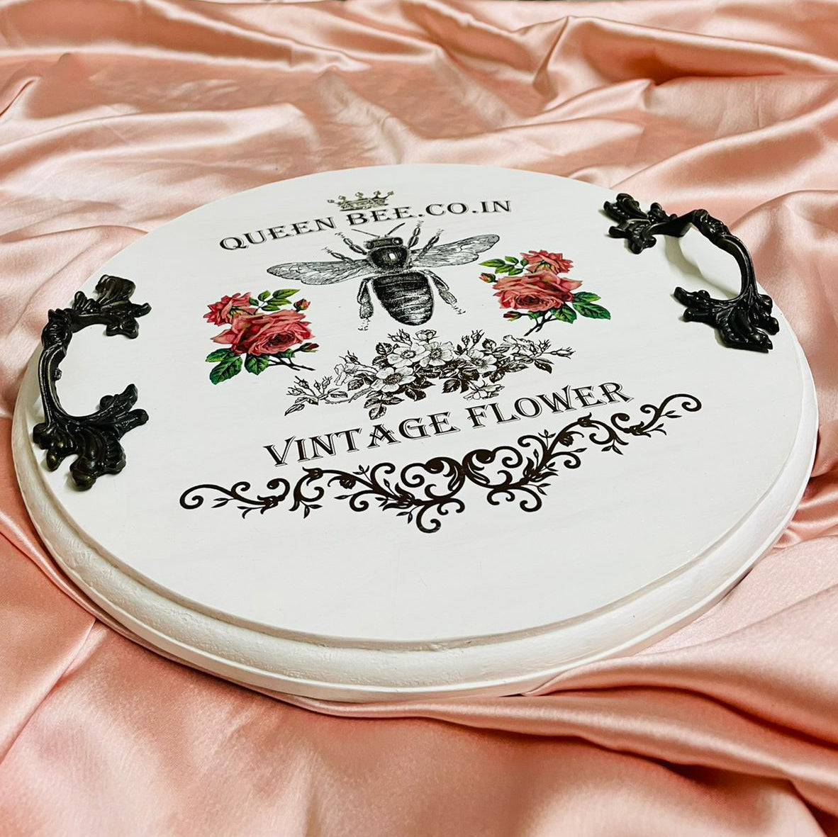 Round French Wooden Decorative Tray